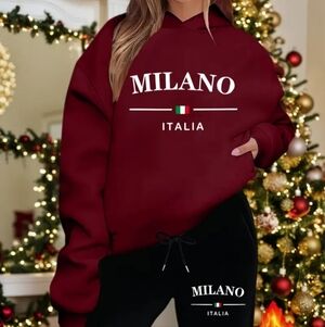Milano Burgundy Hoodie Sweatshirt for Women